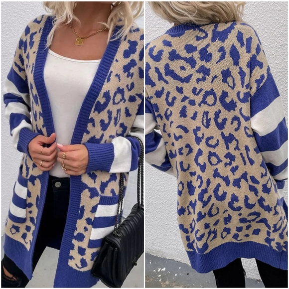 Prowl & Chill Leopard Cardigan - Royal